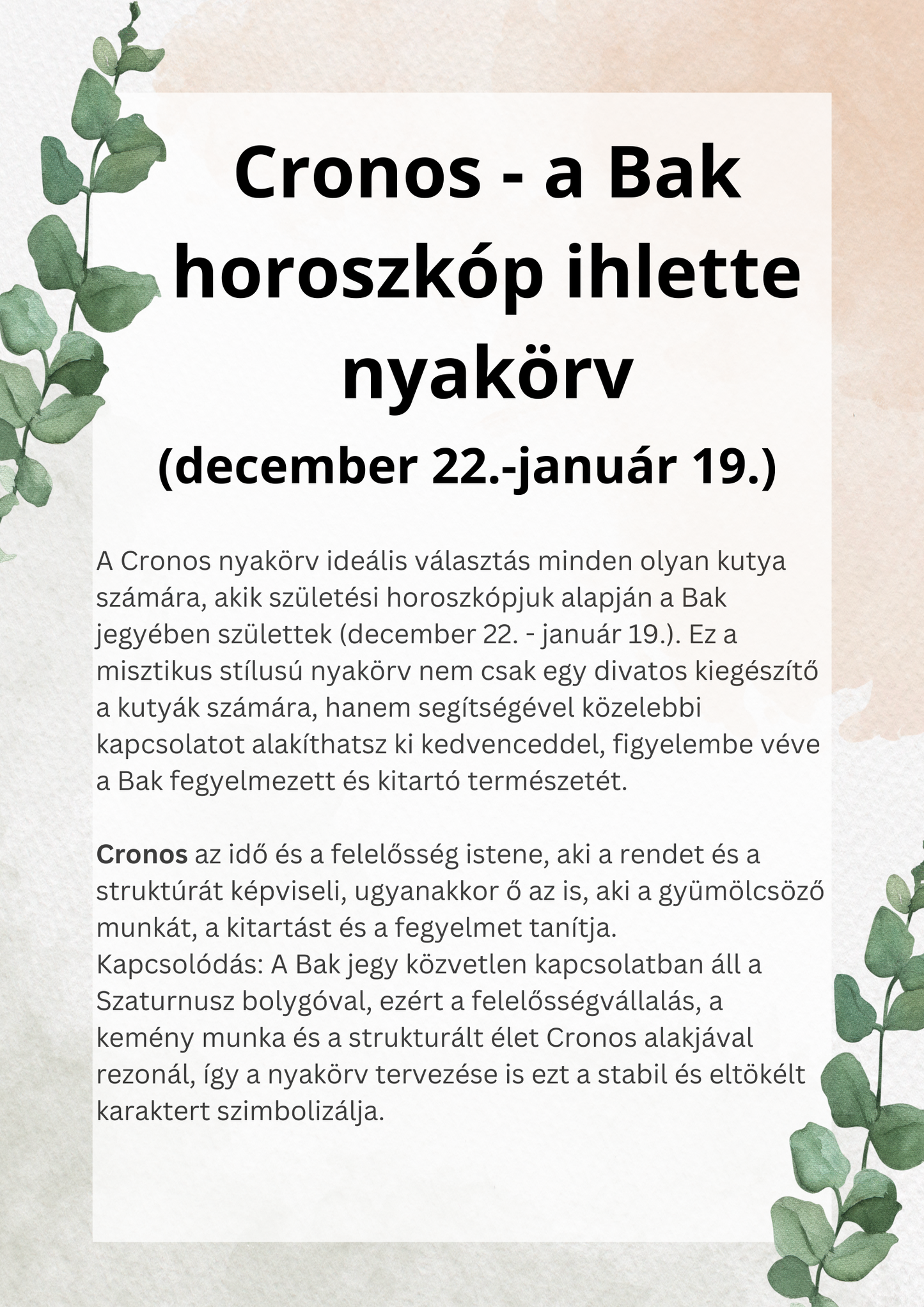 Cronos - a Bak horoszkóp ihlette nyakörv (12.22-01.19)