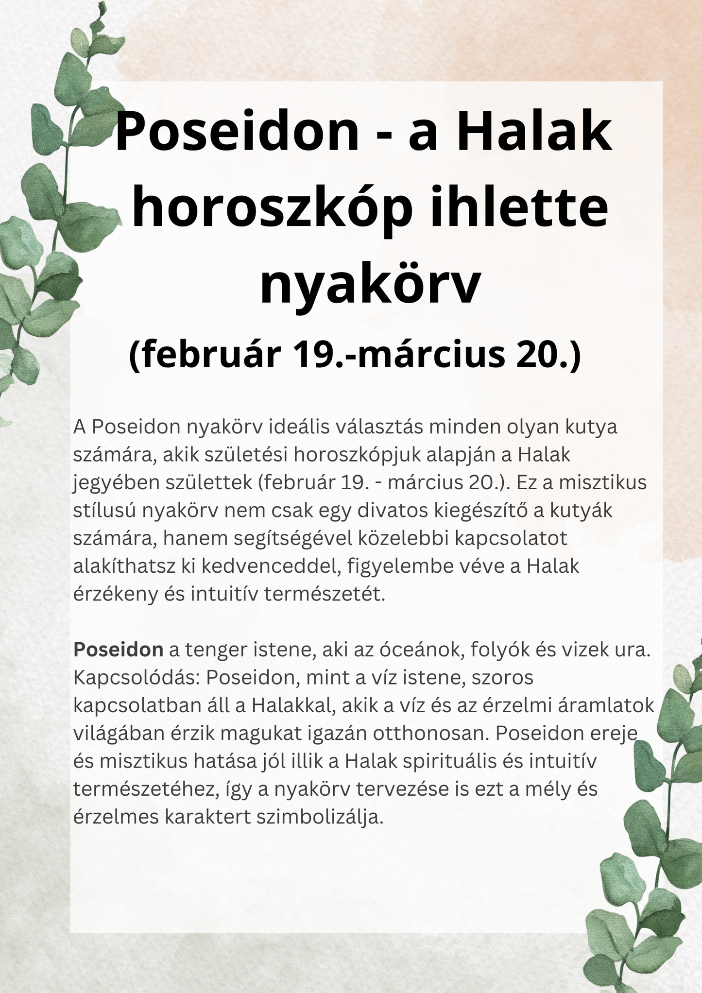 Poseidon - a Halak horoszkóp ihlette nyakörv (02.19-03.20)